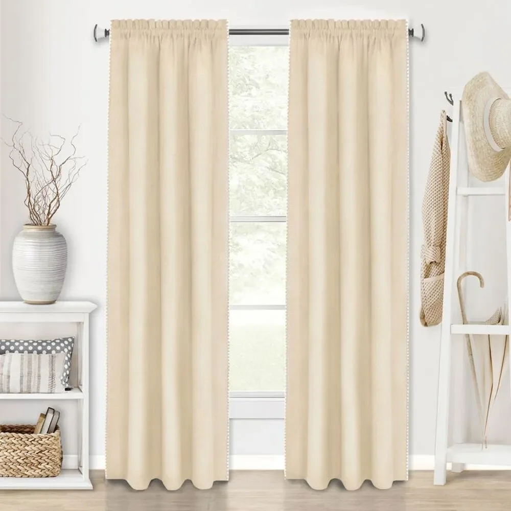 PowerSellerUSA Semi-Sheer Tailored Window Curtains, Modern Shell Stitched